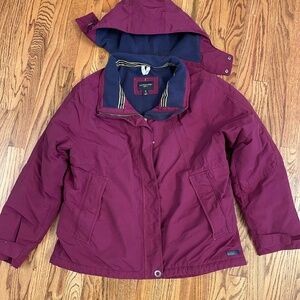 LANDS’ END Squall Parka Women’s XLarge Maroon Hooded‎ Waterproof
